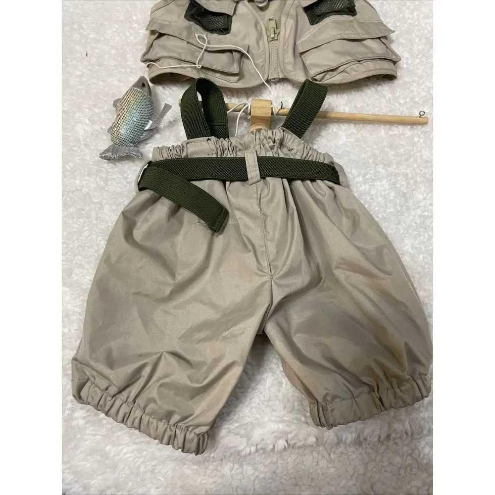 Build A Bear Fly Fishing‎ Outfit Waders Vest Pole Fish Teddy Clothes 5 Piece Set